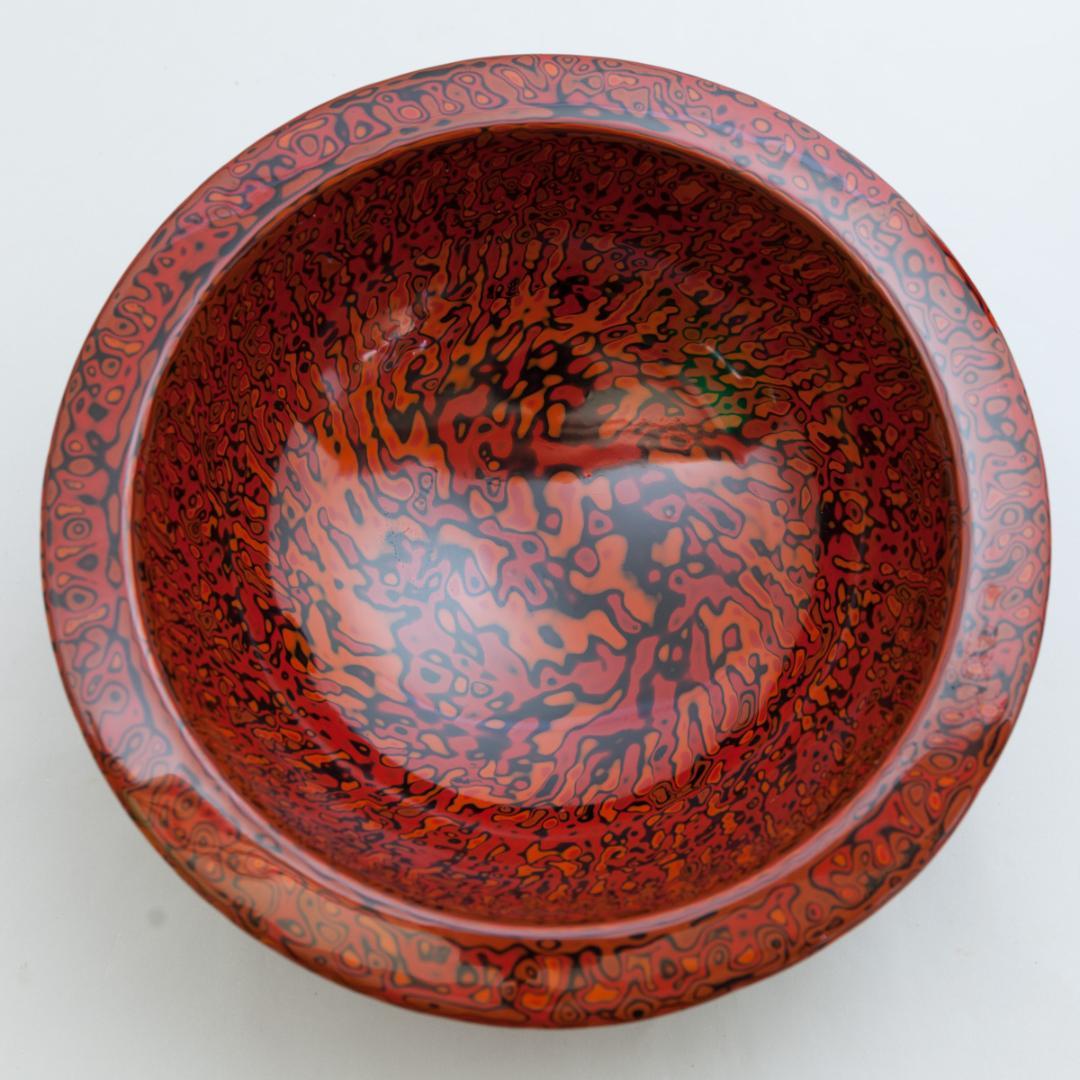 会津塗 乾漆 漆鉢 木製 約1kg 約26.5cm 共箱 伝統工芸品