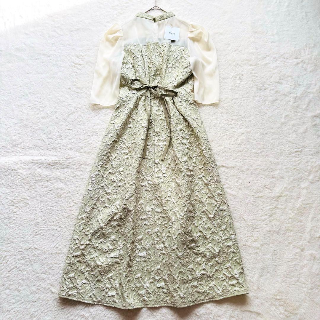 【新品未使用】Rire Fete ふくれジャガードバックリボンドレス ワンピース