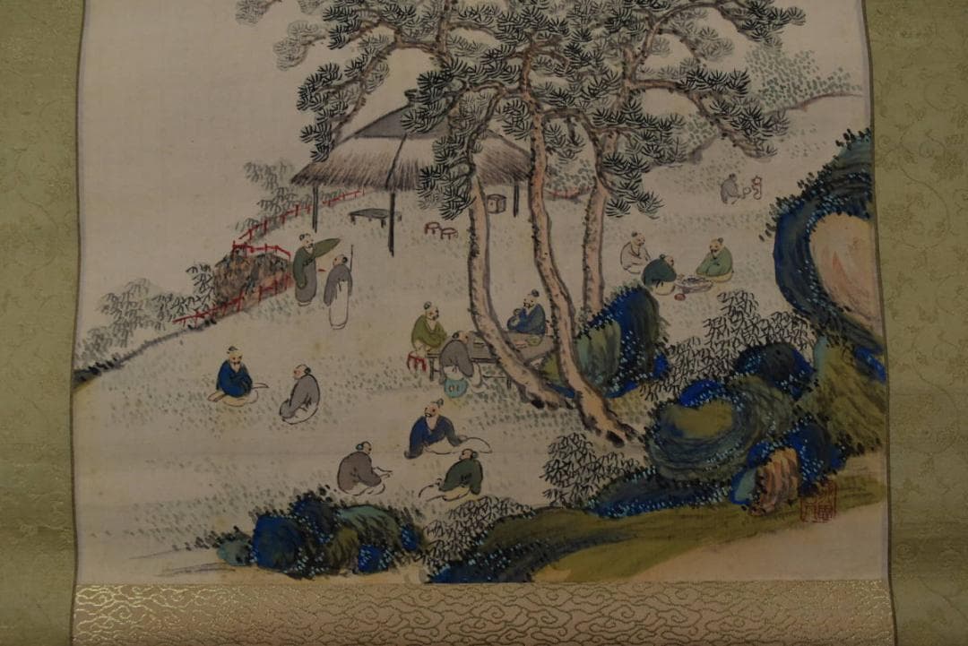 真作】橋本松陵/青緑山水人物図/掛軸☆宝船☆Z-641 - メルカリ