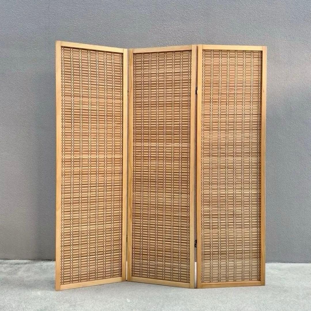 オールドラタン꧂4連パーティション 間仕切り 藤 アジアン