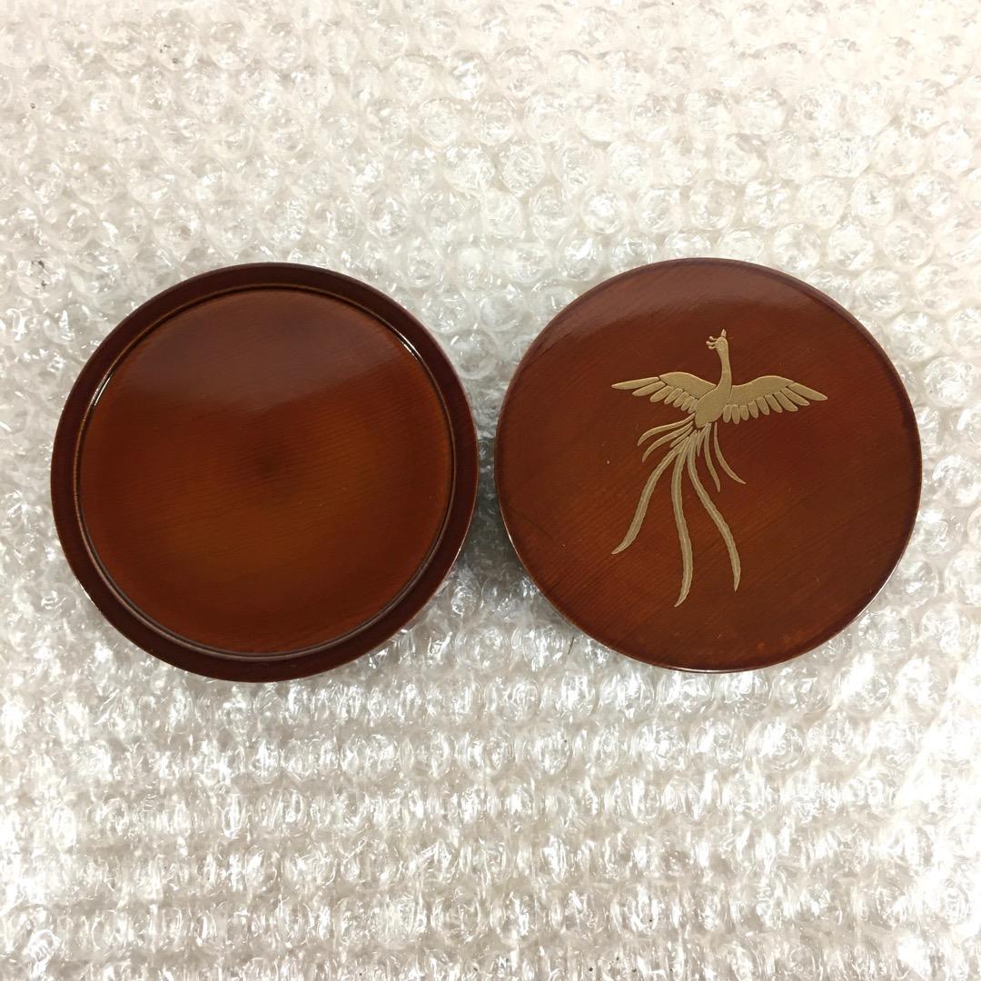 [三代目春斉] 前端春斉 溜檜木 鳳凰蒔絵円相香合 茶道具 杉浦澄子 伝統漆芸