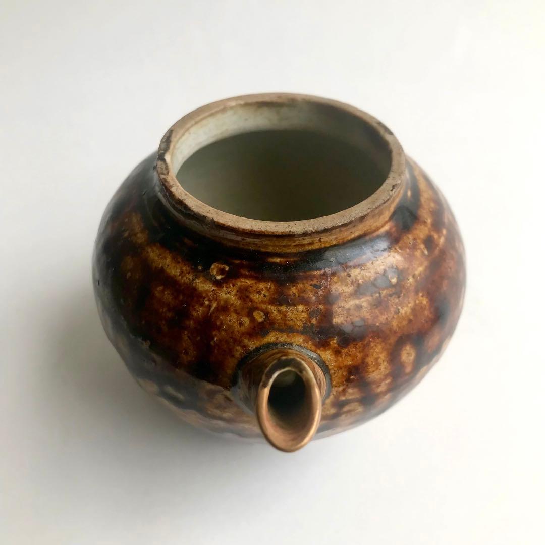 李朝 民芸 飴釉 酒器 水柱 小壺