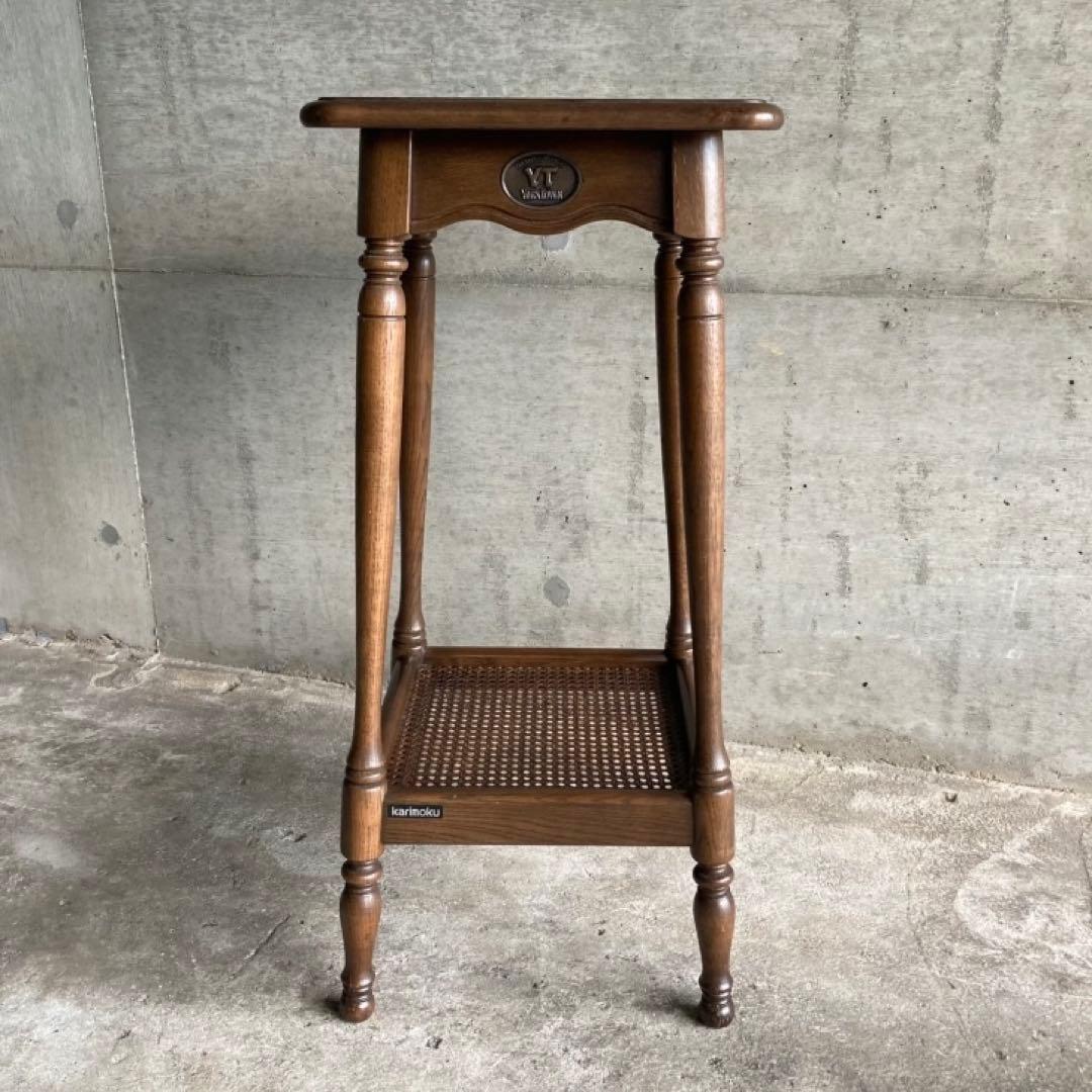 カリモク グランドコロニアル サイドテーブル 電話台 花台 木製 籐編み