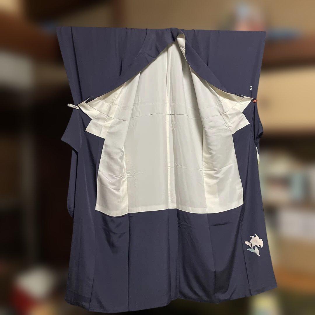 藤色 ユリ花柄 振袖 正絹着物 - メルカリ