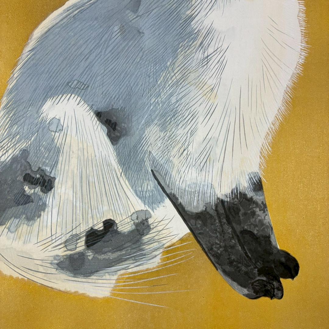 【最終値下げ】美品 奥村土牛「シルバータビー」木版画 彫師摺師銘有 猫 タトウ箱