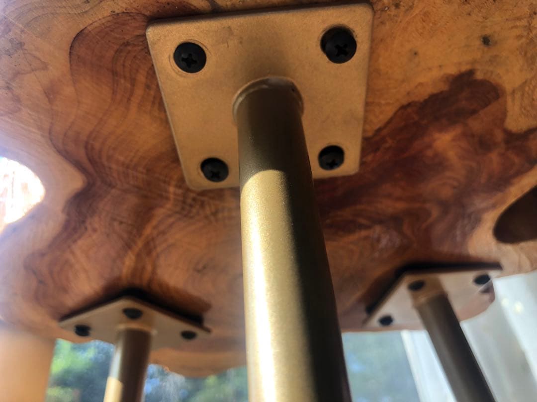 切り株 コーヒーテーブル ゴールド色アイアン脚