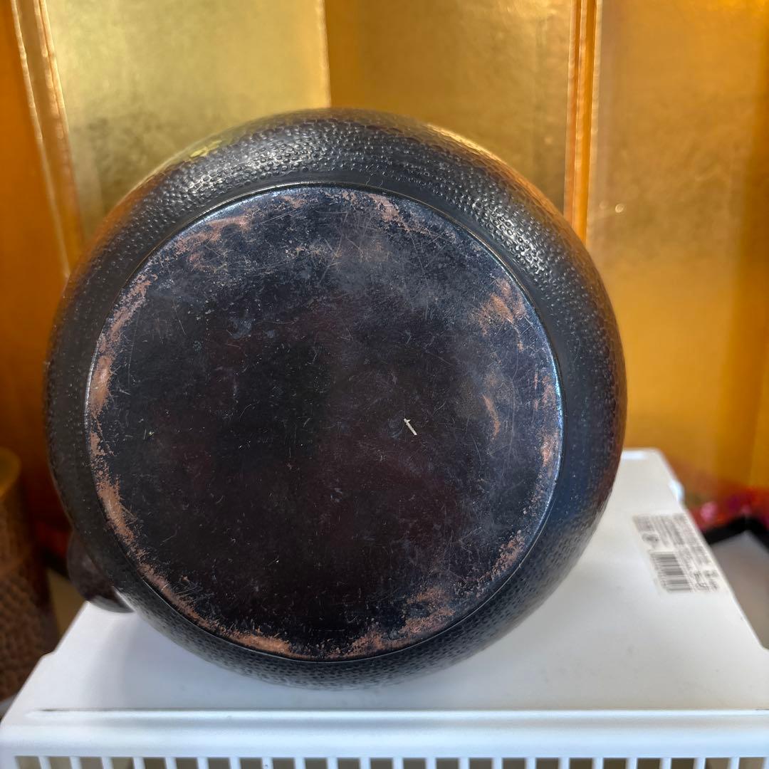 山川堂 銅製 花草絵 手造り 銅瓶 銅やかん 水差 1個 鎚起