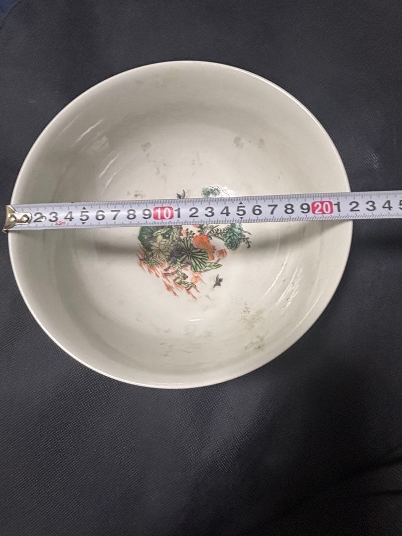 中国古美術品 五彩 花鳥文 大碗 大清康煕年製 22cm 鉢