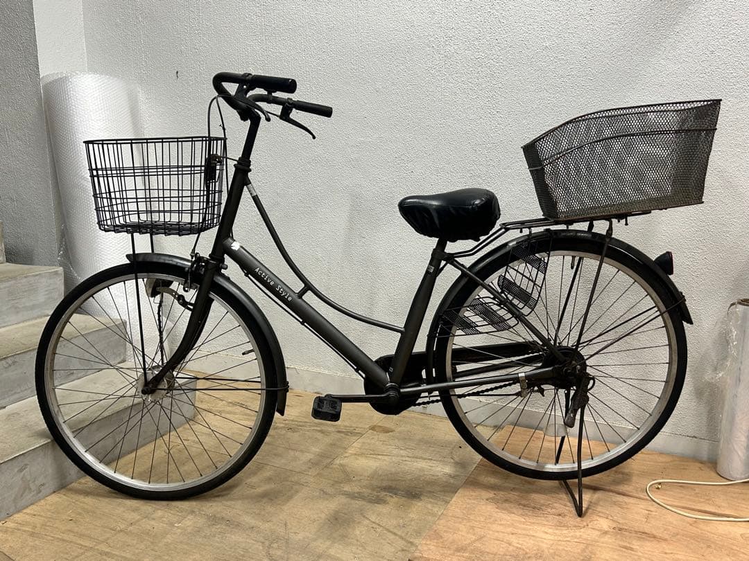 シティサイクル ブラック 26インチ 前後カゴ付き シティサイクル ブラック 26インチ 前カゴ付き カゴ付きクロスバイクの