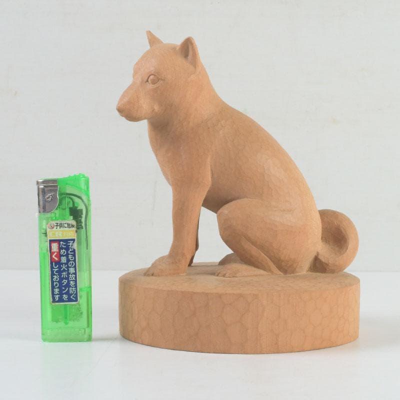 新木 氷馬 様専用富山県工芸家 得地秀生作 木彫 犬 置物 共箱 V 9559