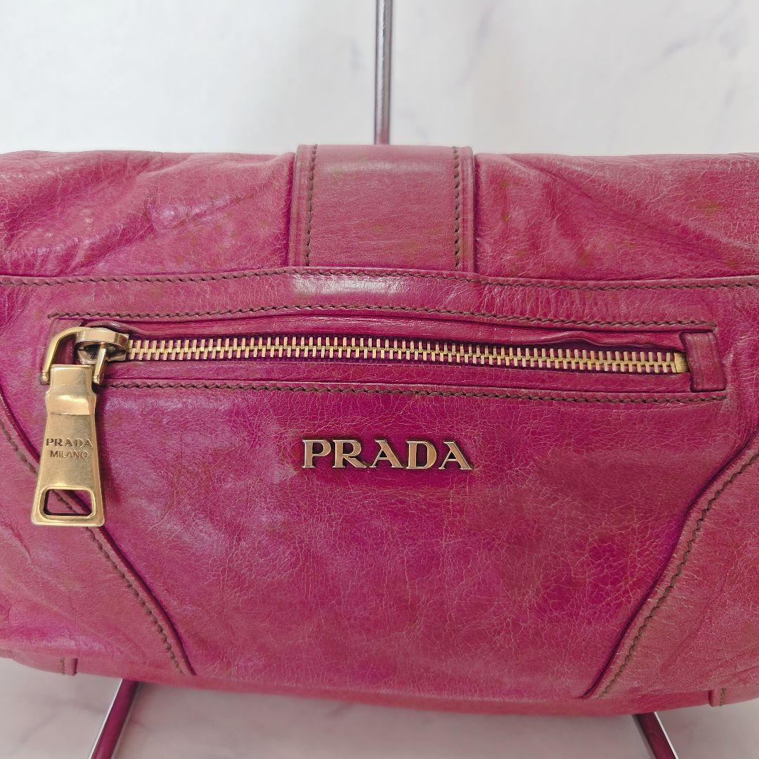 希少✨レア プラダ PRADA ピンク レザー ハンドバッグ チェーンストラップ