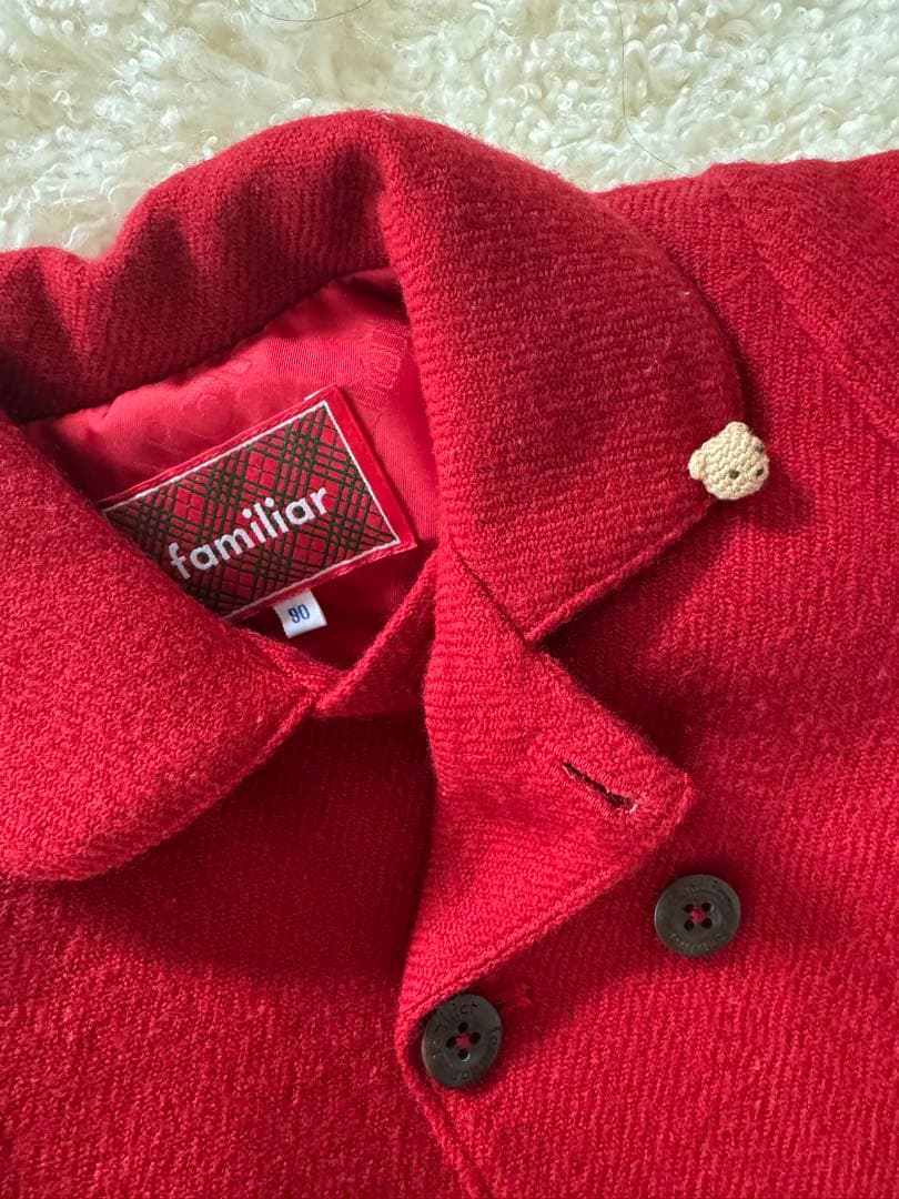 familiar 赤 コート ダブルボタン