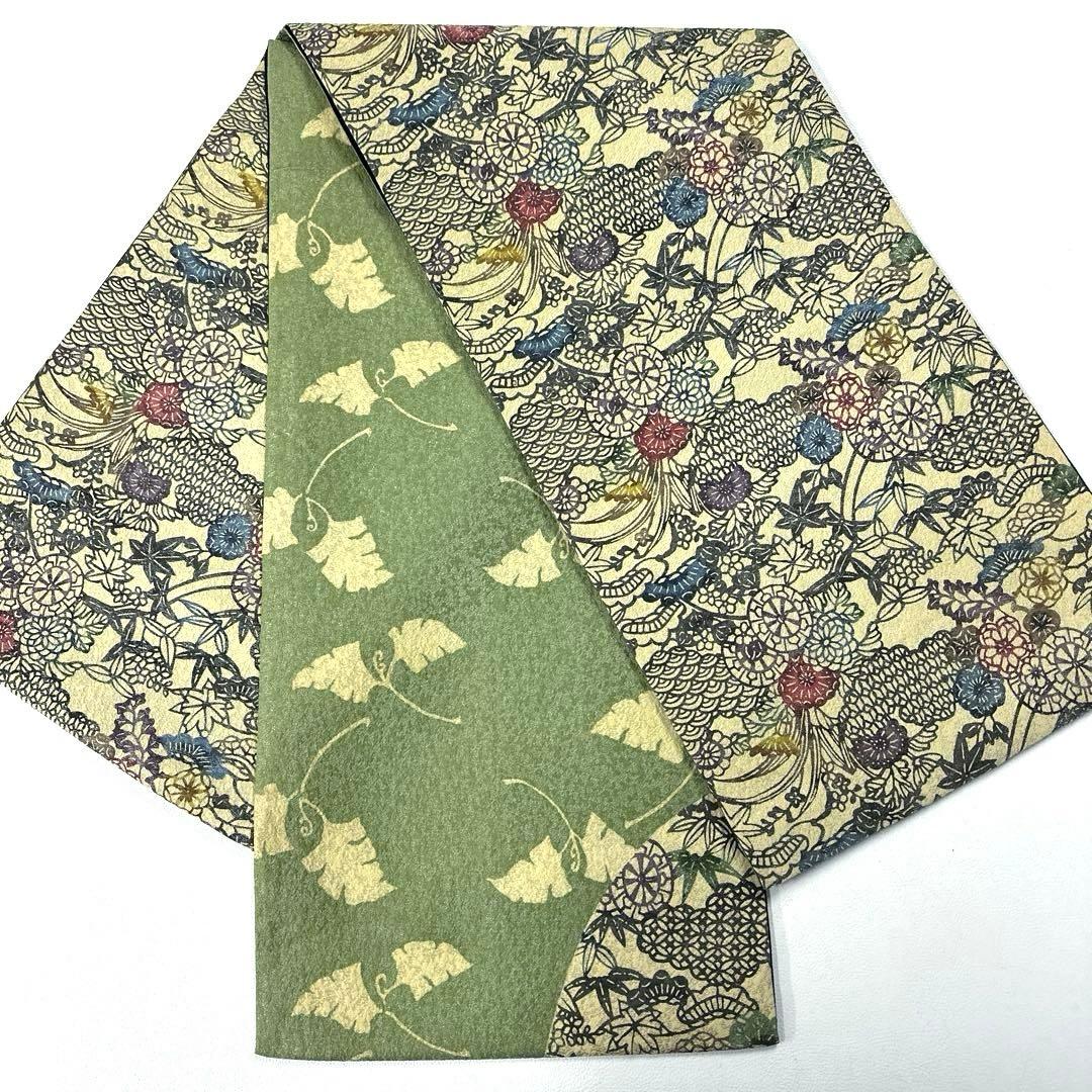 帯6050 ○高級 正絹 紅型 両面全通 リバーシブル 袋帯 松竹梅 - メルカリ