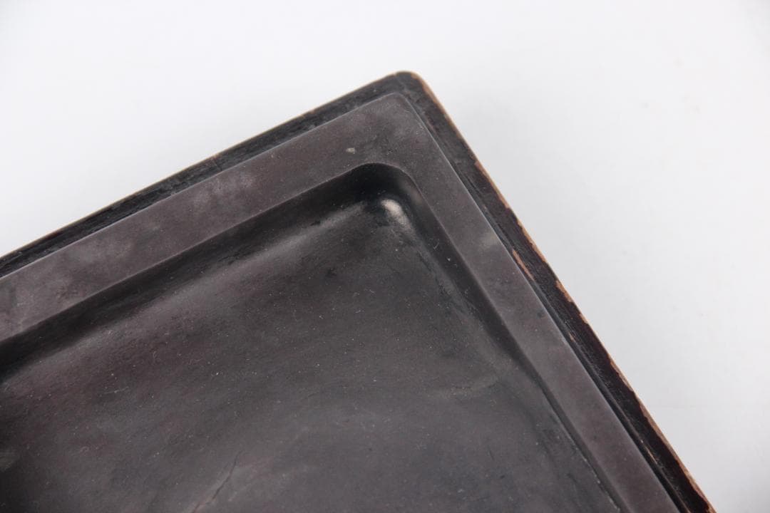 端渓硯 文房具　硯　長方形石硯　木製硯箱付　書道具　古道具　ES1-8