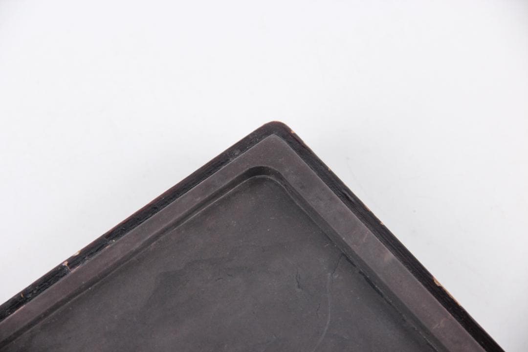 端渓硯 文房具　硯　長方形石硯　木製硯箱付　書道具　古道具　ES1-8
