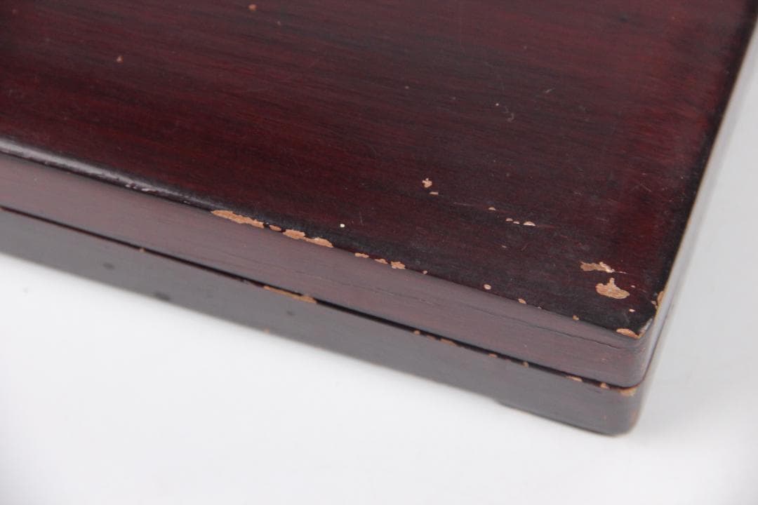 端渓硯 文房具　硯　長方形石硯　木製硯箱付　書道具　古道具　ES1-8