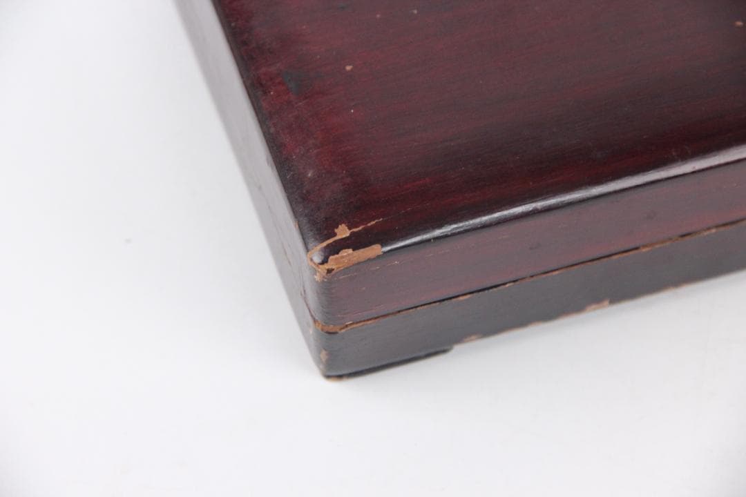 端渓硯 文房具　硯　長方形石硯　木製硯箱付　書道具　古道具　ES1-8