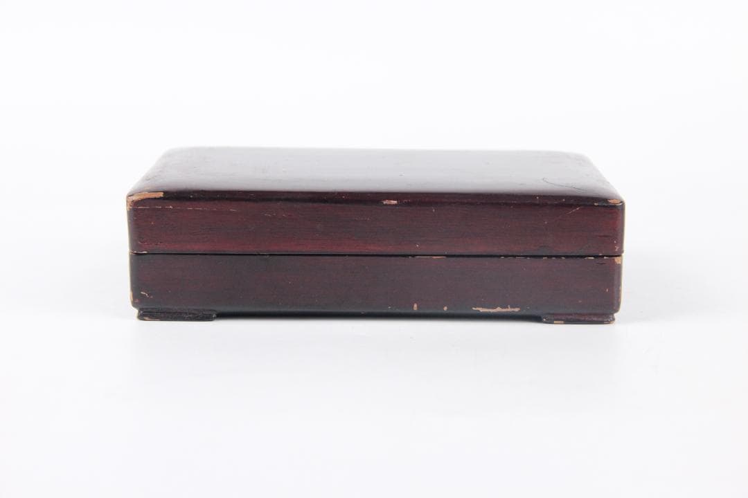 端渓硯 文房具　硯　長方形石硯　木製硯箱付　書道具　古道具　ES1-8