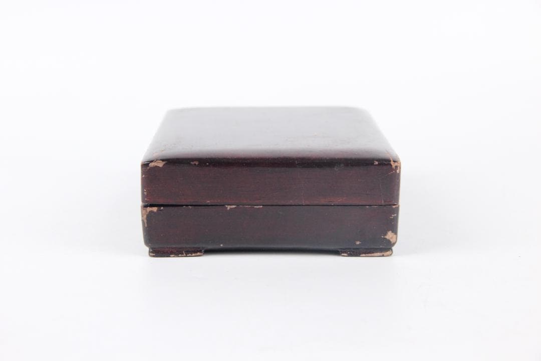 端渓硯 文房具　硯　長方形石硯　木製硯箱付　書道具　古道具　ES1-8