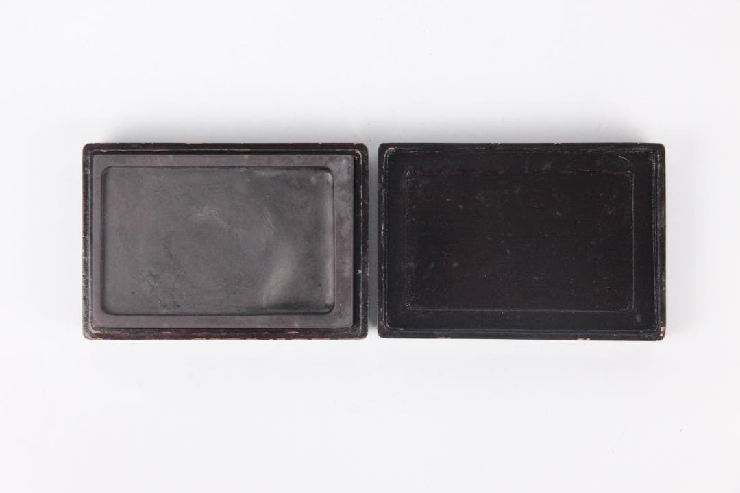 端渓硯 文房具　硯　長方形石硯　木製硯箱付　書道具　古道具　ES1-8