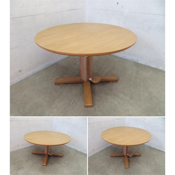 美品■シギヤマ■大川家具■昇降式■ラウンドダイニングテーブル■ラウンドタイプ■