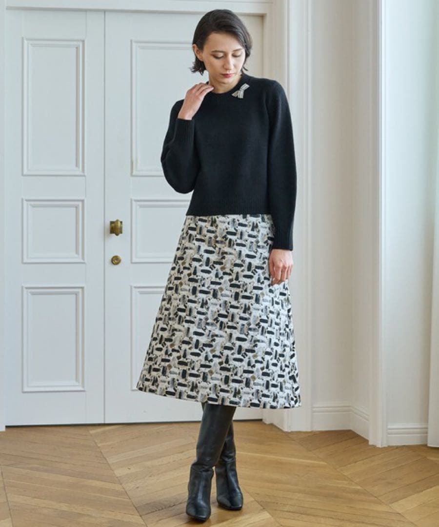 ANAYI オードトワレジャガード後ろ切り替えスカート 36