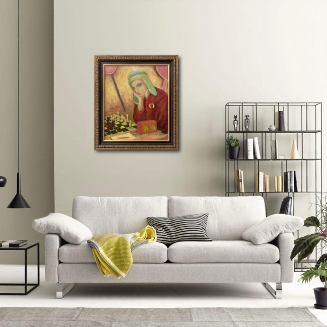 『斜視のチェスプレイヤー』F10 油彩画 人物画