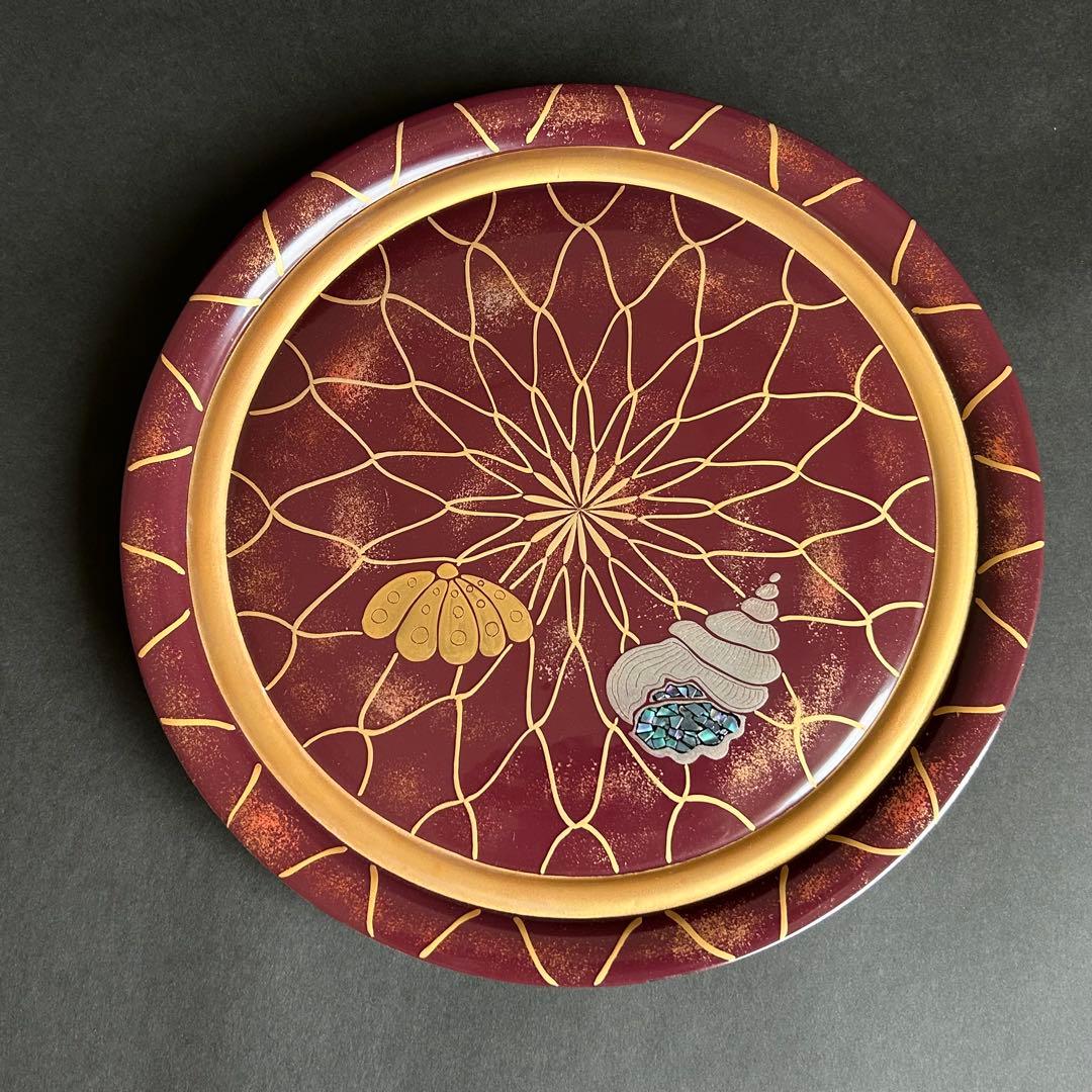 木製 漆器 金蒔絵 銀蒔絵 漆塗り らでん細工 手描き 盛り皿 木製 漆器 金蒔絵 銀蒔絵 漆塗り らでん細工 手描き 盛り皿