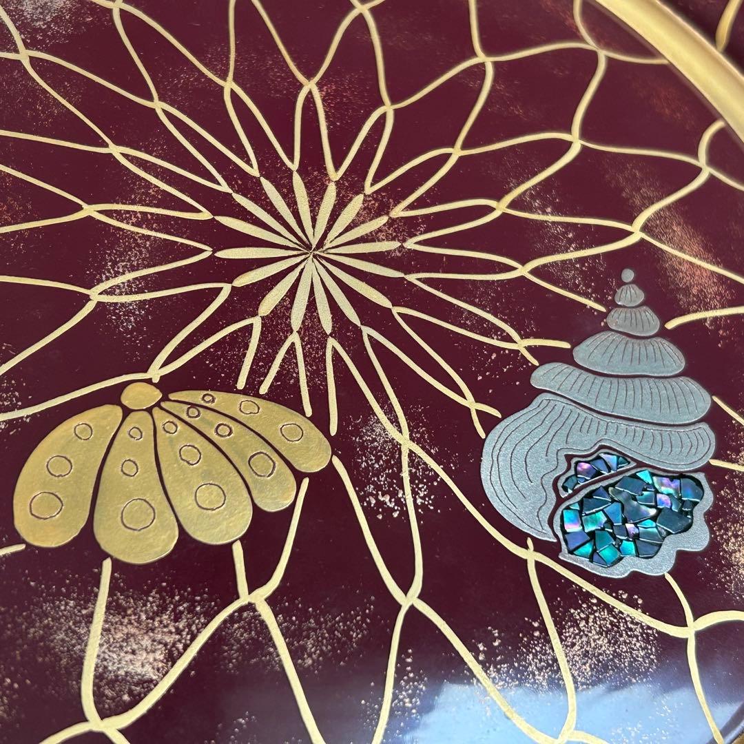 木製 漆器 金蒔絵 銀蒔絵 漆塗り らでん細工 手描き 盛り皿