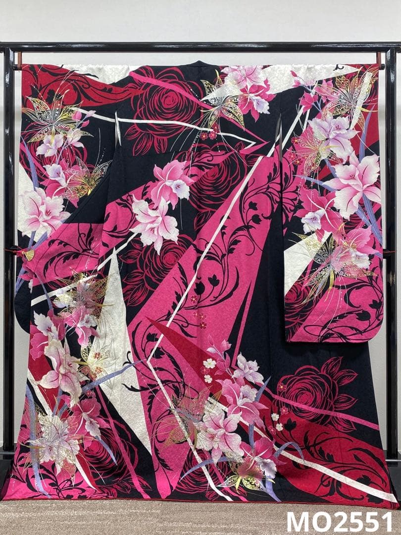 振袖 豪華 銀通し 刺繍 金彩 紋意匠 グリッター箔 カトレア 身丈171cm