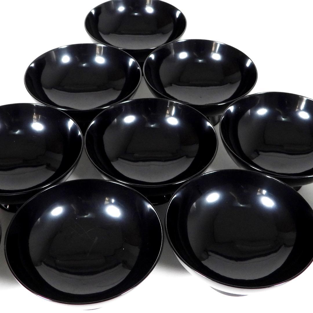 輪島塗　漆器　本金蒔絵花絵紋　木製　蓋付椀　お煮物椀　吸物椀　10客