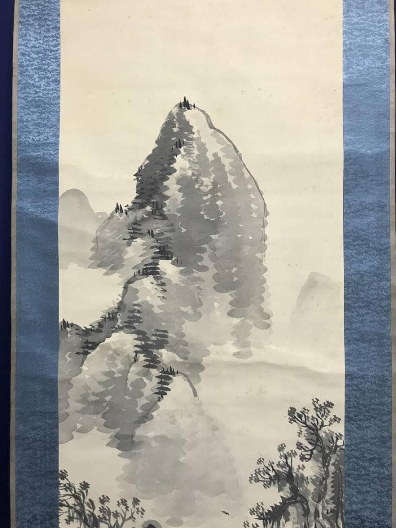 【真作】福田浩湖/山水図/掛軸/名家伝来/AC-667