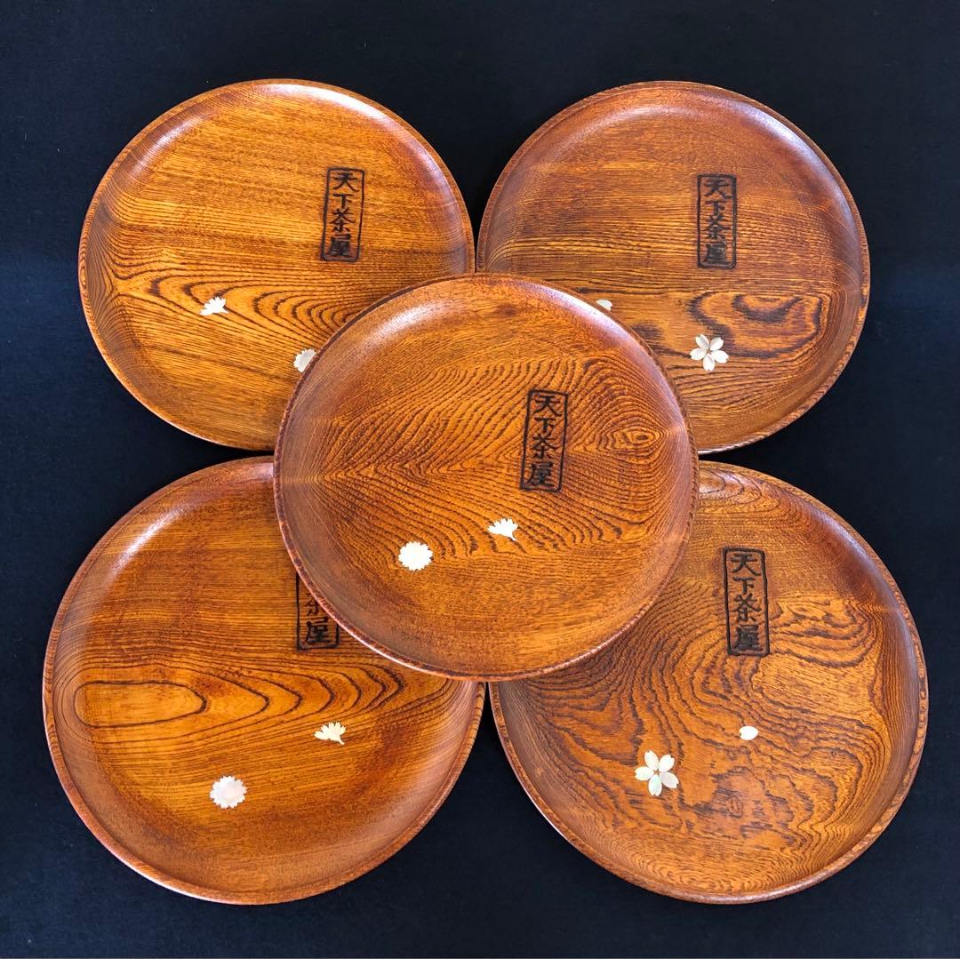 時代漆器 梨地 研ぎ出し梅蒔絵 丸盆 木製漆器 茶懐石道具 / 輪島塗