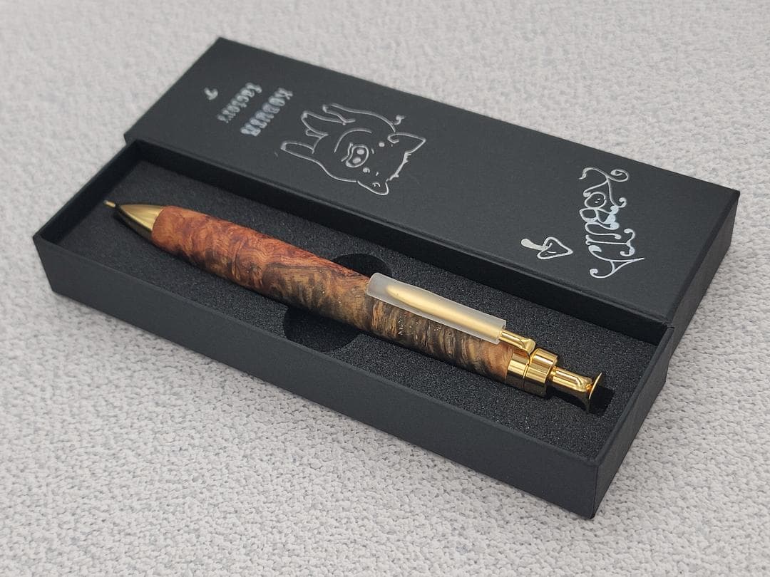 新品　こぶた工房　極上花梨瘤　トリコロール瘤　金金具　シャープペンシル0.5