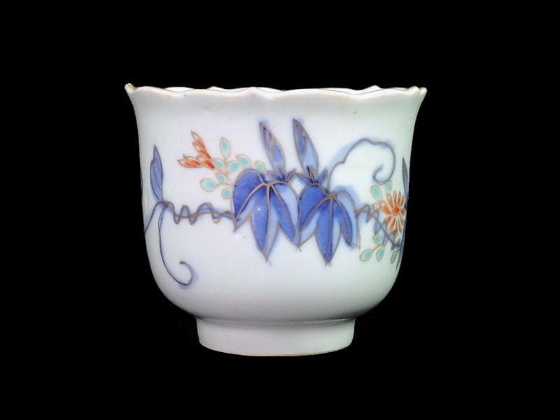 古伊万里 染錦 朝顔の図 向付 猪口 2客 E147AS-fbrg