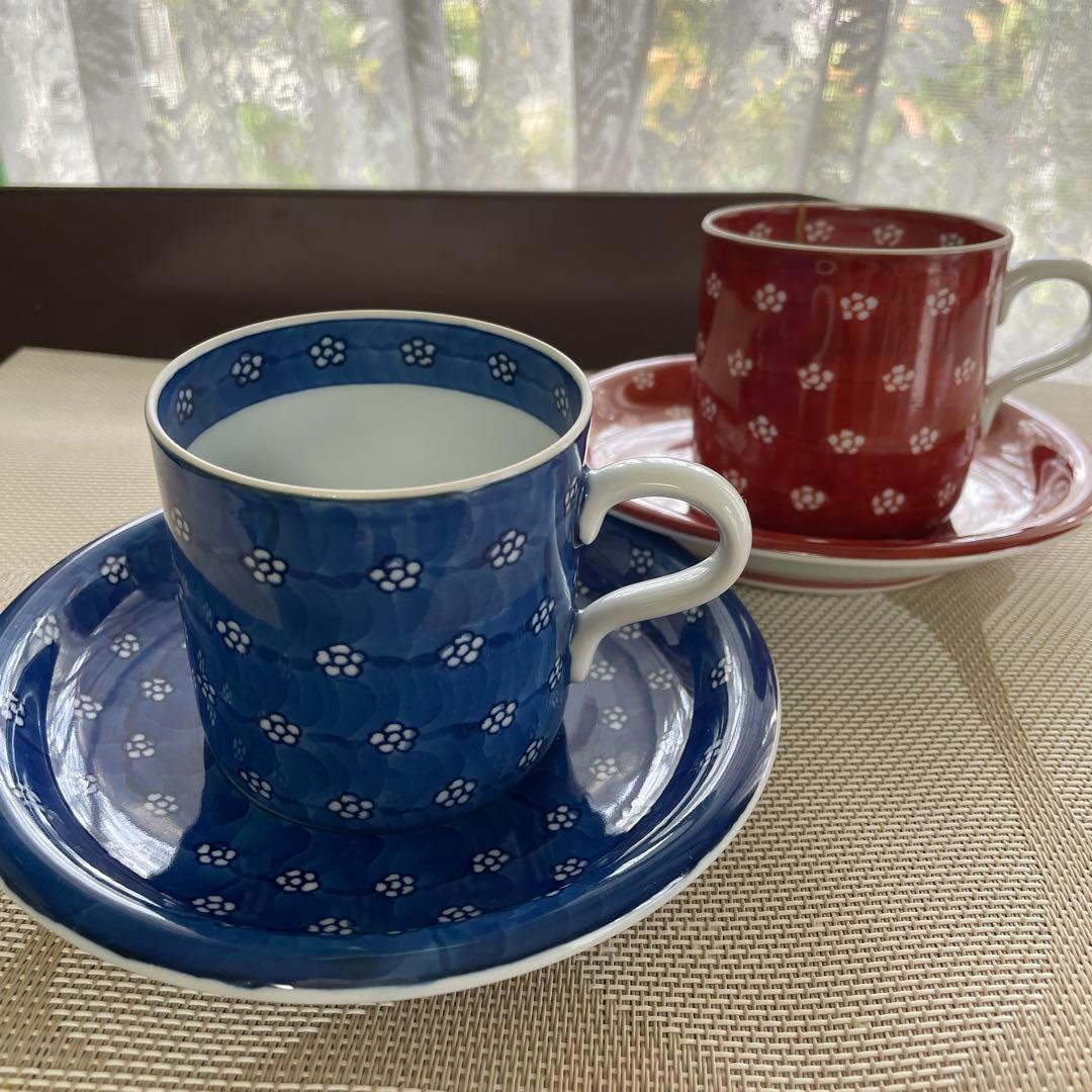 源右衛門 コーヒーカップセット 源右衛門窯作 染錦小花散し マグカップ
