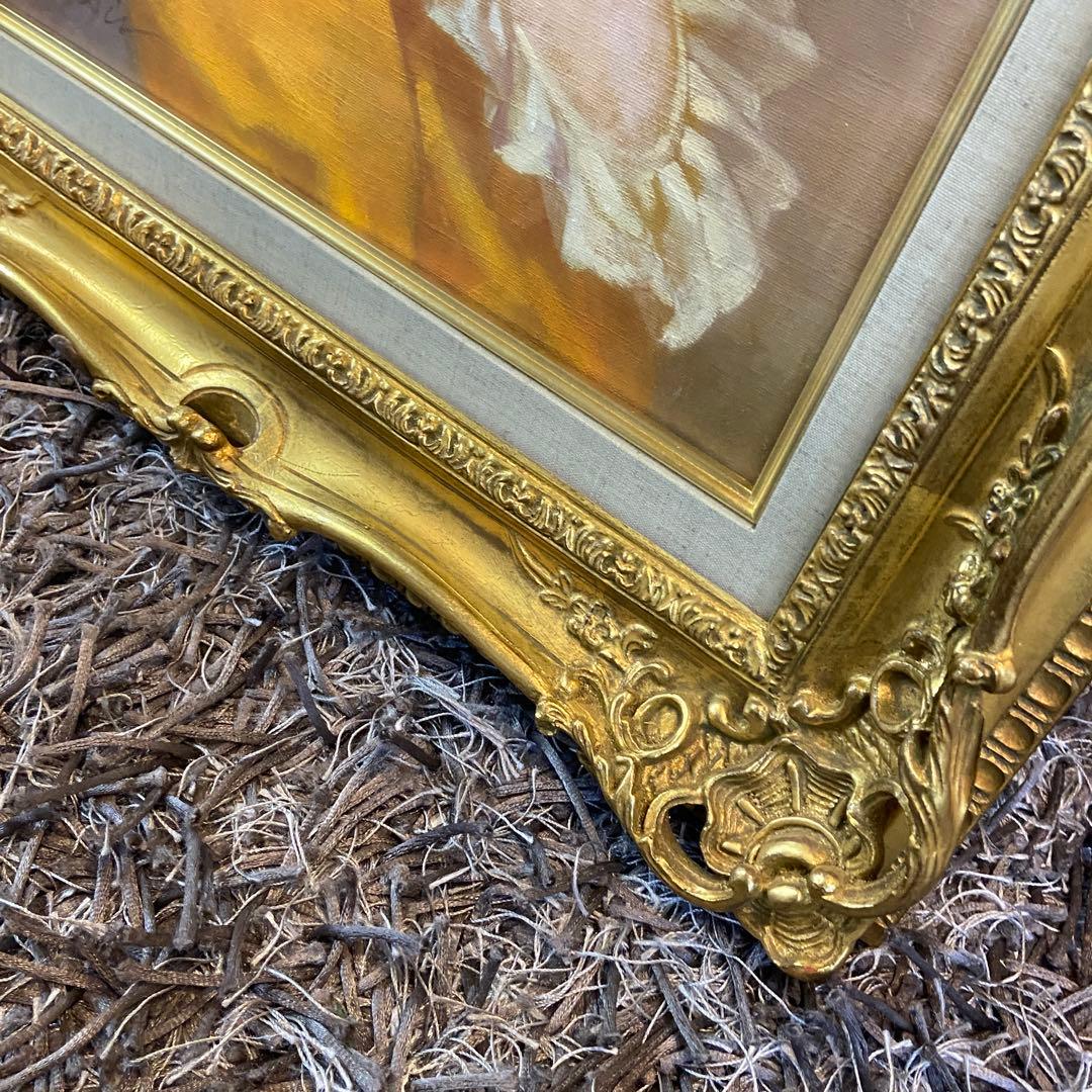 進 徹□花飾りの帽子の女性□油彩□額付絵画 進