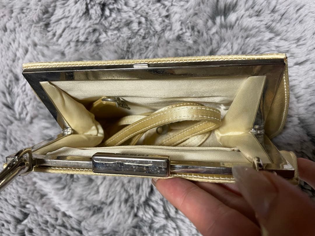 【希少】GUCCI クリーム サテン パーティーバッグ