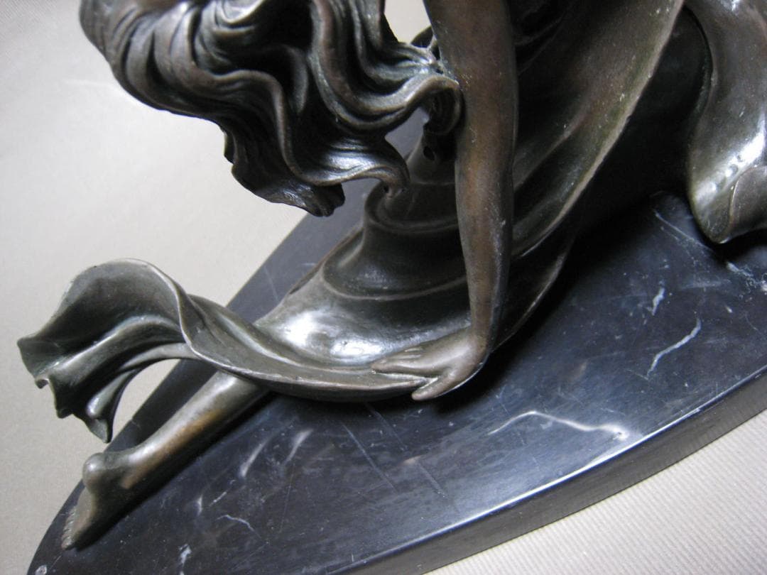 ブロンズ像　舞女　G. Michiel　銅像　インテリア　大理石台座　38ｃｍ