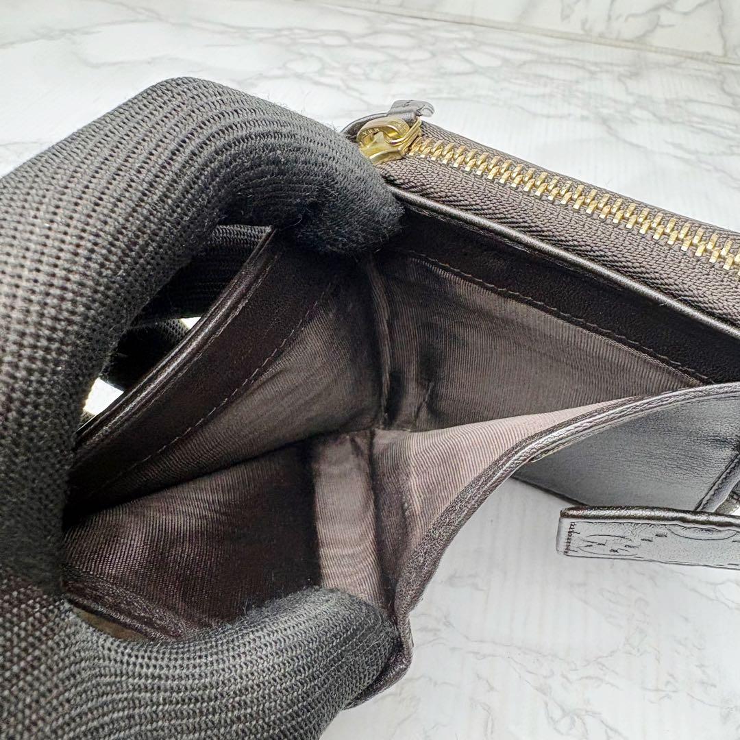 501 未使用級 GUCCI シマ 二つ折り財布 ラウンドファスナー ux7