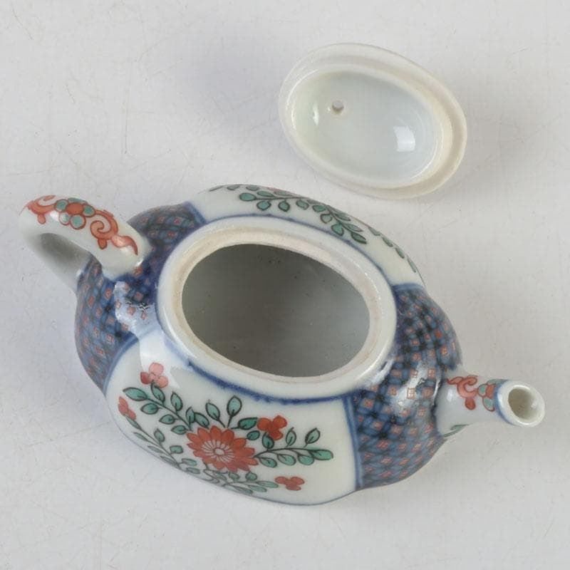 京焼 平安丹祐造 色絵 草花文 水滴 共箱 V 9686