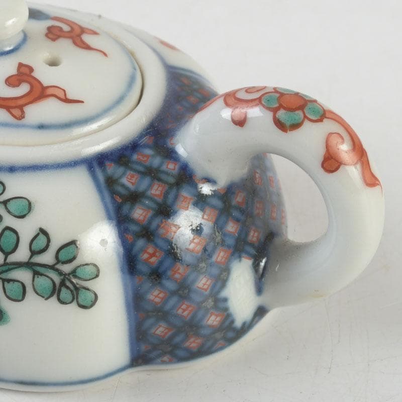 京焼 平安丹祐造 色絵 草花文 水滴 共箱 V 9686