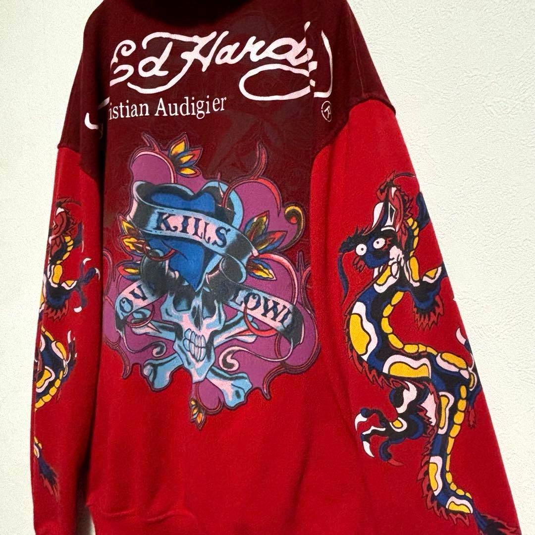 エドハーディー×クリスチャンオードジェ− フルジップパーカー　スカル　ドラゴン