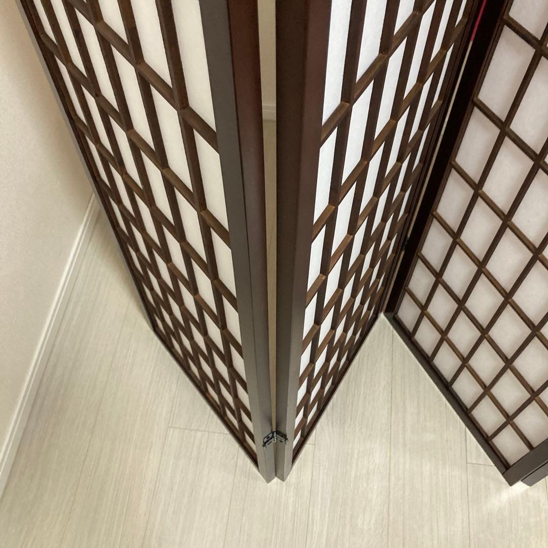 パーテーション 木製 6連 格子模様 昭和レトロ 和風