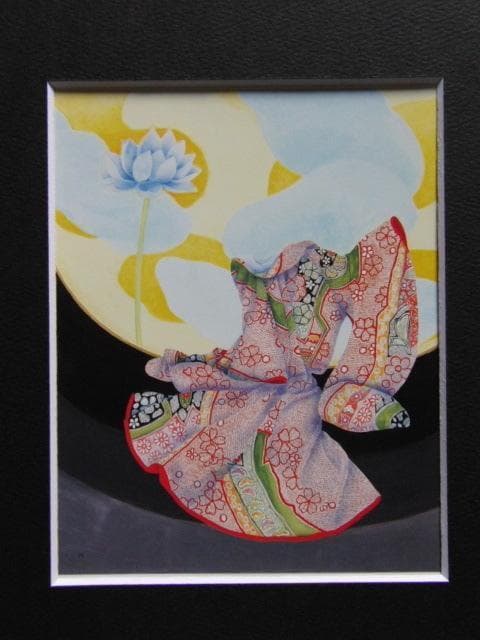 阿美代子、【白蓮華（その五）】、希少な画集より、新品高級額装付、状態良好