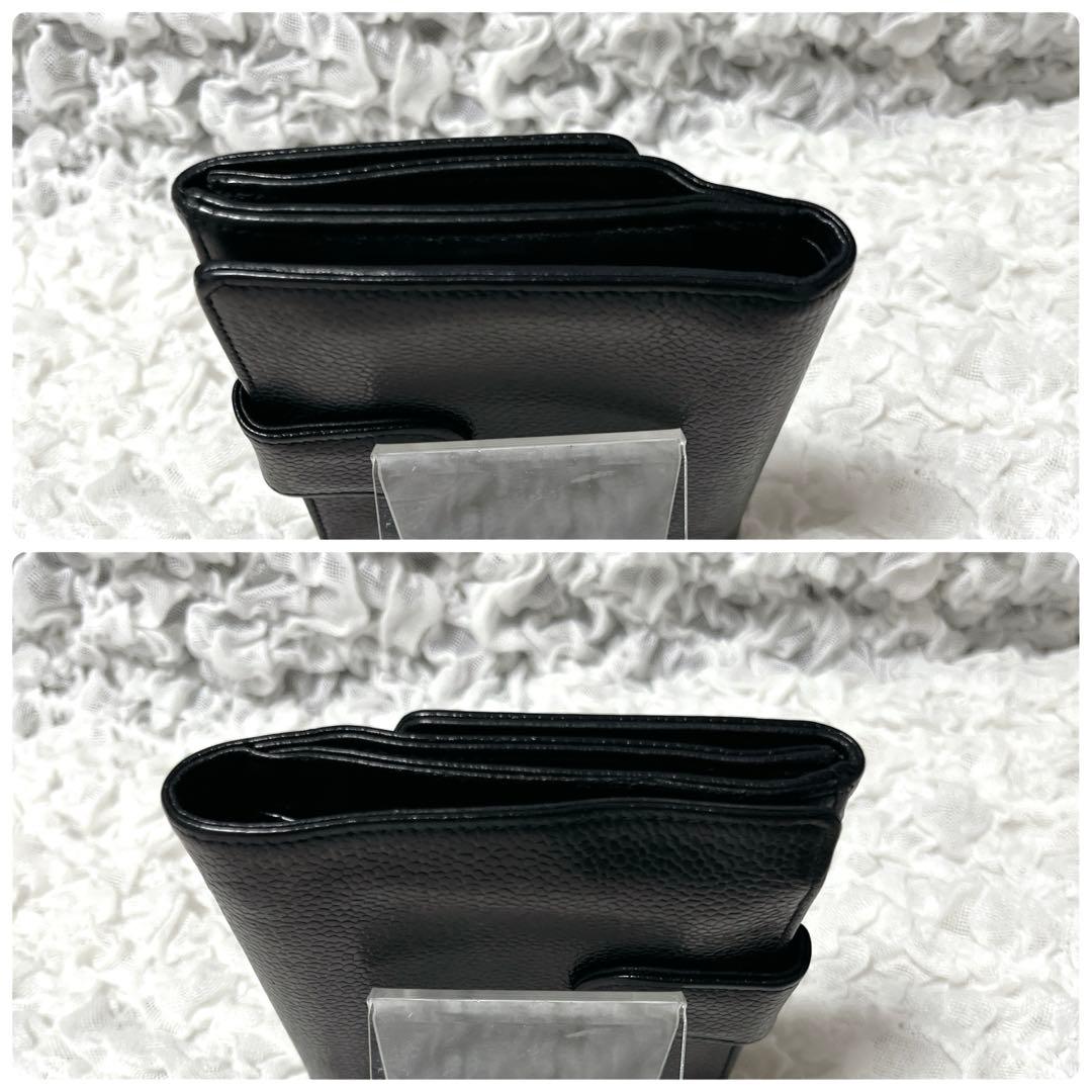 CHANEL ブラック 二つ折り財布 ギャランティカード　箱付　キャビアスキン