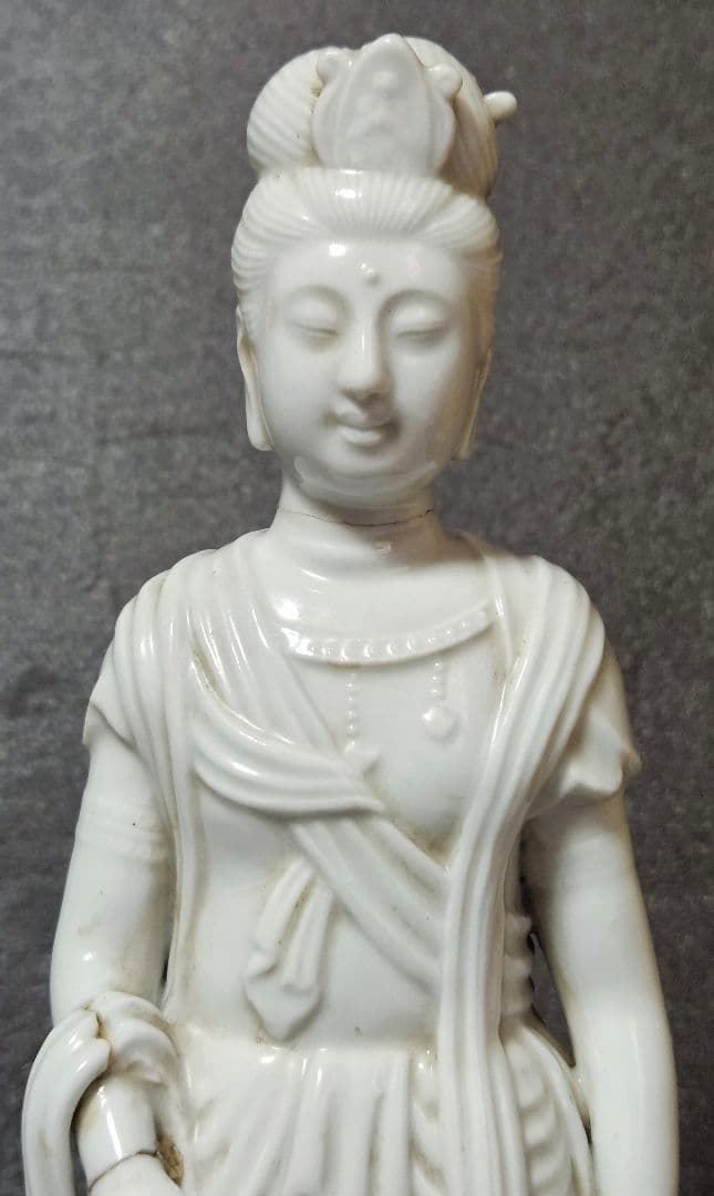 時代古作品❗】明治時代 白磁 観音立像 観音像 観音様 伝世時代箱 仏教