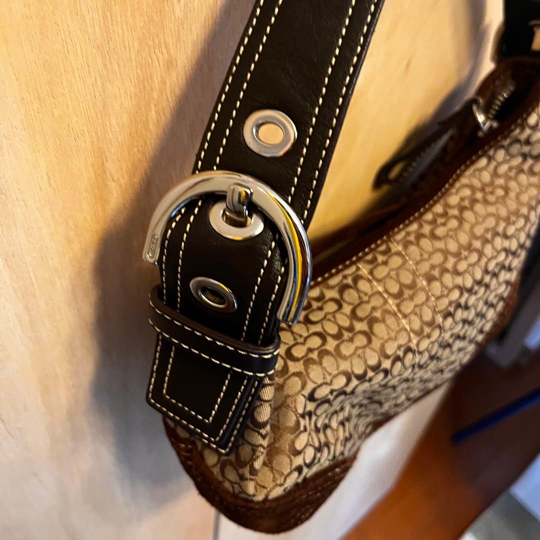 COACH シグネチャー ワンショルダー キャンバス レザー スエード