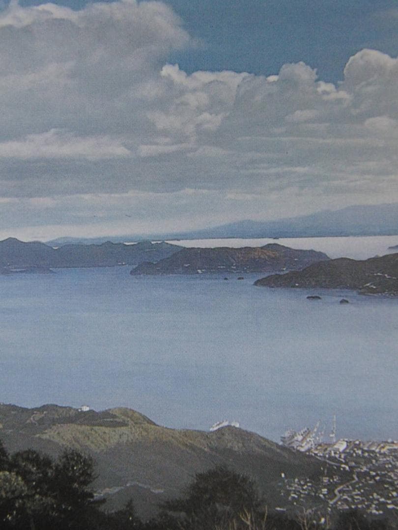 大畑稔浩、【川尻と瀬戸内海】、希少な額装用画集より、新品額装付、状態良好