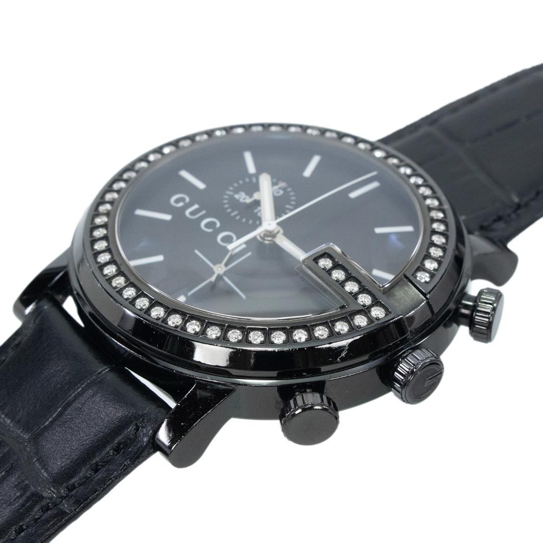グッチ 腕時計 メンズ Gクロノ 黒 クロノグラフ ダイヤモンドベゼル マーク